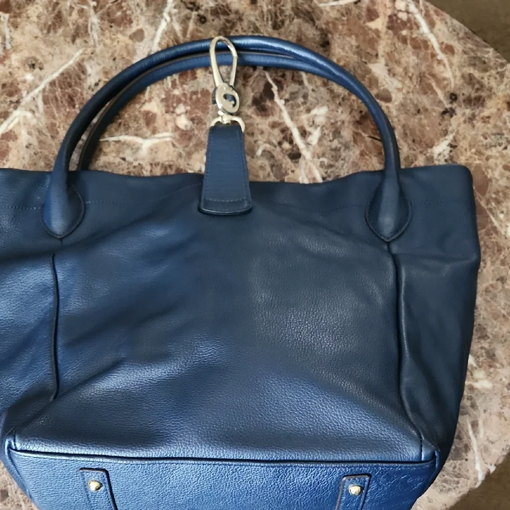 Large Dooney & Bourke Navy Blue Leather Shoulder Bag - Picture 5 of 16